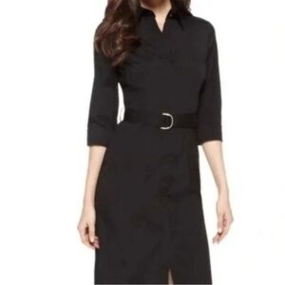 Hugo Boss Dashina Bright Pink Fuchsia Belted Long Sleeve Shirt Dress - Picture 8 of 8